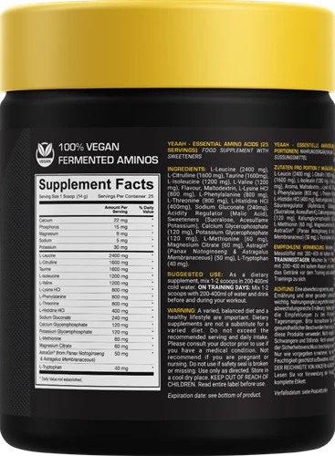 Dedicated Nutrition YEAAH Essential Amino Acids - 350 g