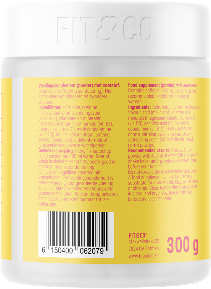 Fit & Co Train Pre-workout - 300 g - Frozen Raspberry
