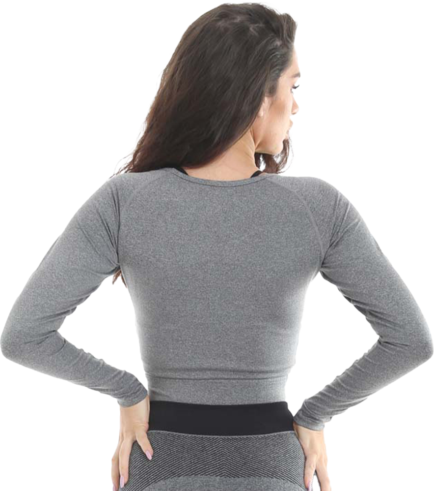 Golds Gym Ladies Cropped Sweater - Grey Marl