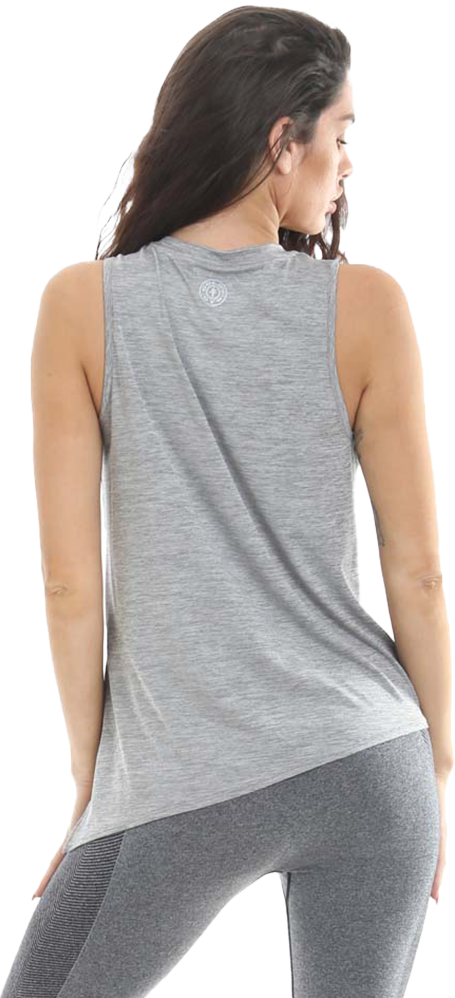 Golds Gym Ladies Angled Vest Top - Grey Marl