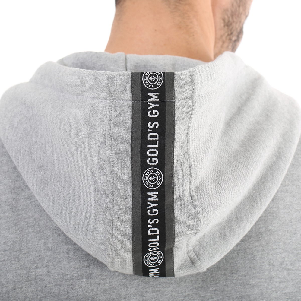Golds Gym Zipper Hoodie Branded Tape - Grey - S