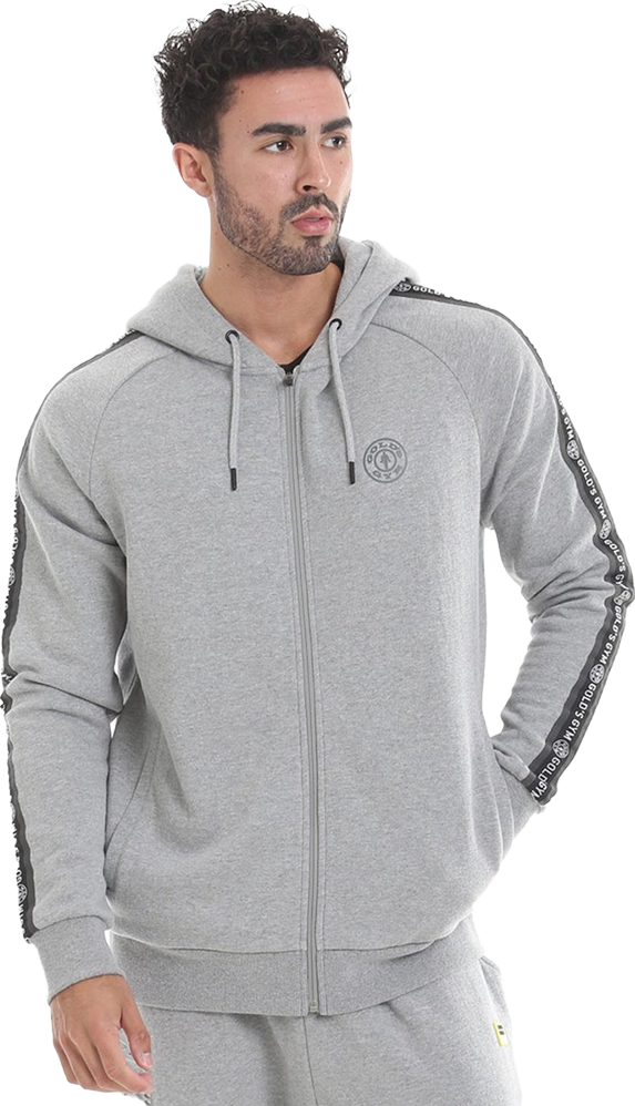 Golds Gym Zipper Hoodie Branded Tape - Grey - S