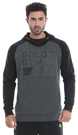 Golds Gym Embossed Hood Sweater - Charcoal/Black - S