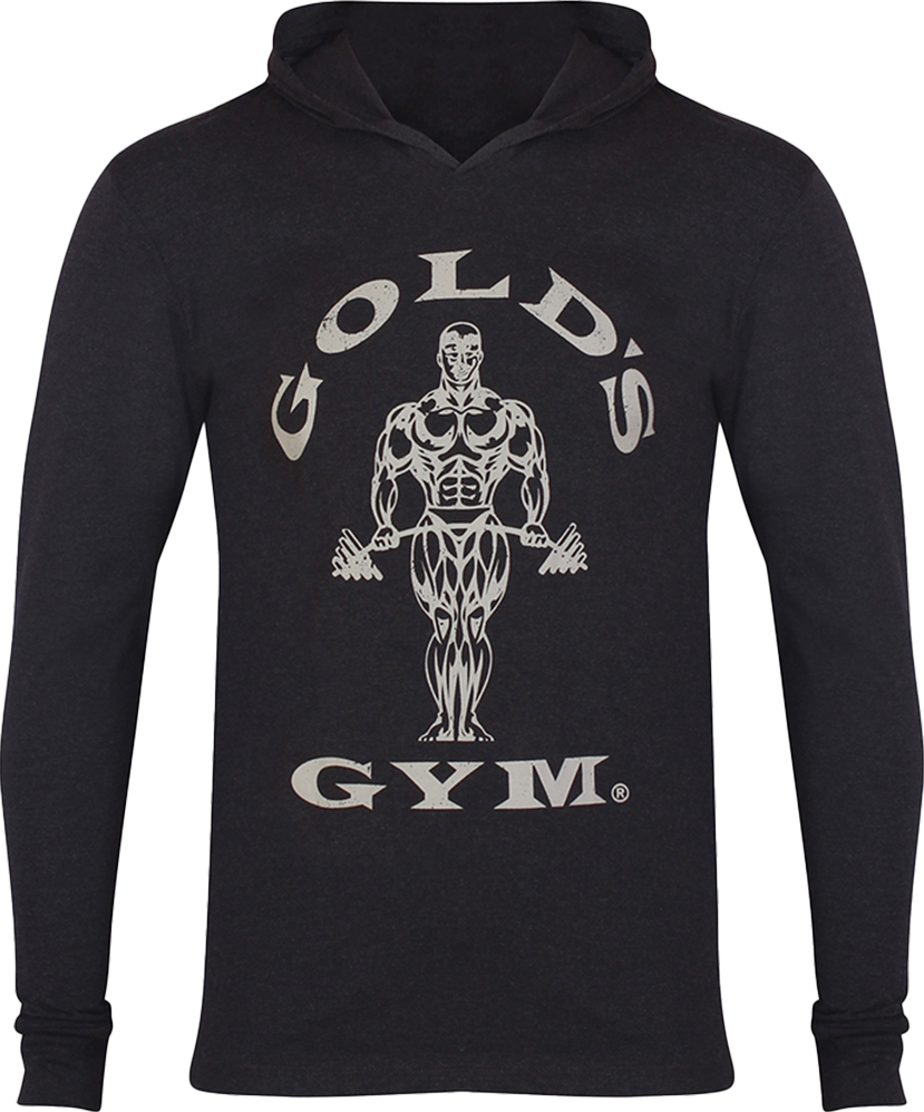 Golds Gym Long Sleeve Hood T-Shirt - S - Black