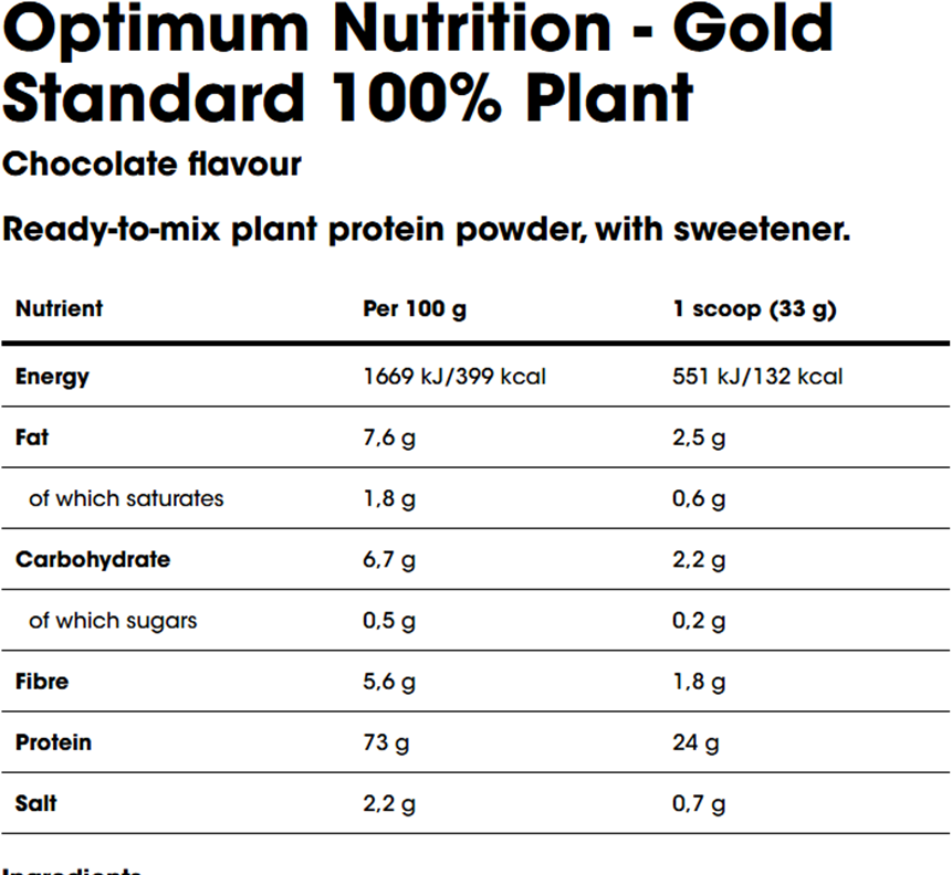 Optimum Nutrition Gold Standard 100% Plant Protein - 684 g