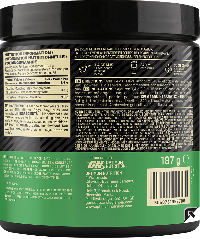 Optimum Nutrition Micronised Creatine Powder - 187 g