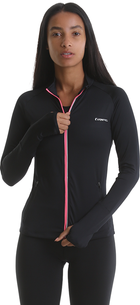 RIPT RCLTOP721 Ladies Zip Thru Top - Black