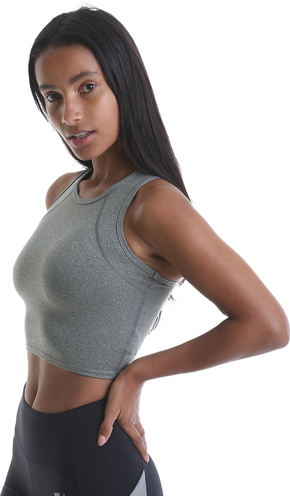 RIPT RCLTOP732 Ladies Crop Top - Grey Marl