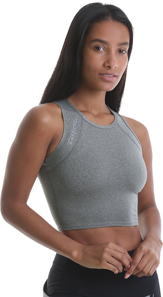 RIPT RCLTOP732 Ladies Crop Top - Grey Marl