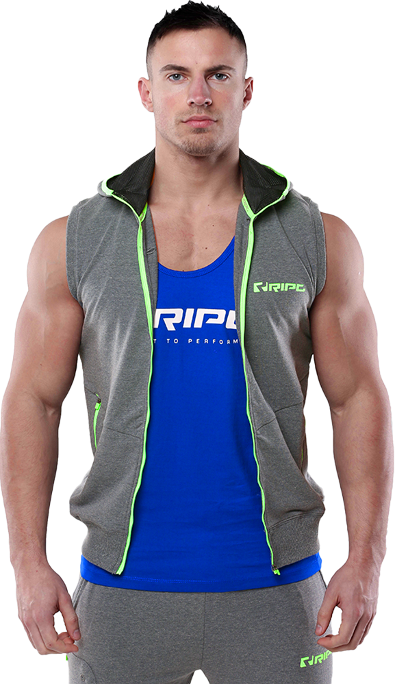 RIPT RCSWT704 Mens SL Tech Line Sleeve Hoodie - Grey Marl
