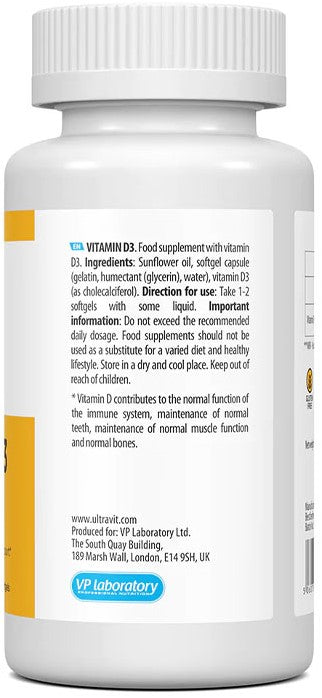Ultravit Vitamin D3 2000IU - 180 softgels