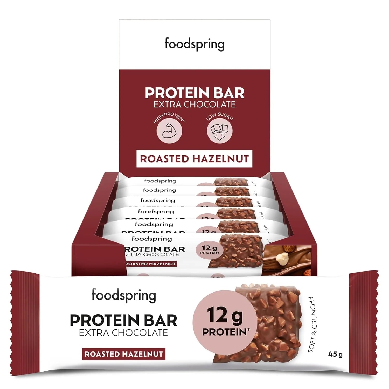 Foodspring Protein Bar Extra Chocolate - 12 x 45 gr