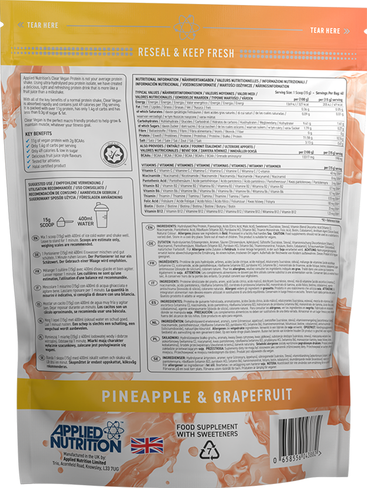 Applied Nutrition Clear Vegan Protein - 600 g