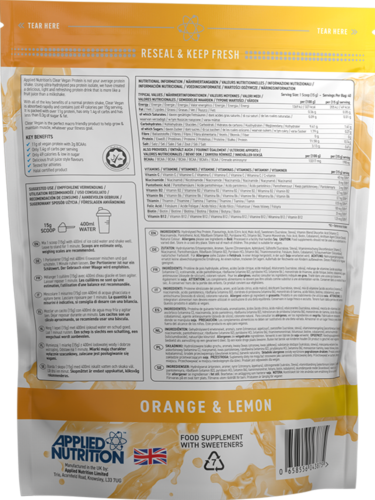 Applied Nutrition Clear Vegan Protein - 600 g
