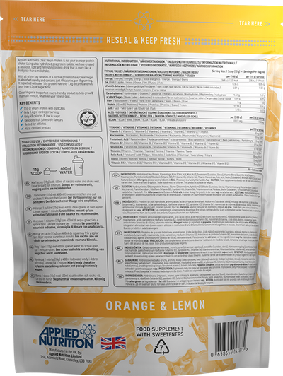 Applied Nutrition Clear Vegan Protein - 600 g