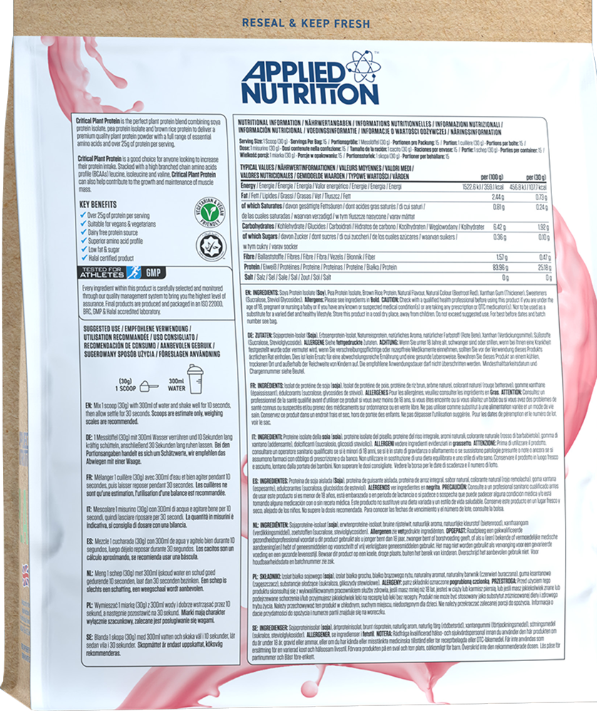 Applied Nutrition Critical Plant Protein - 450 g