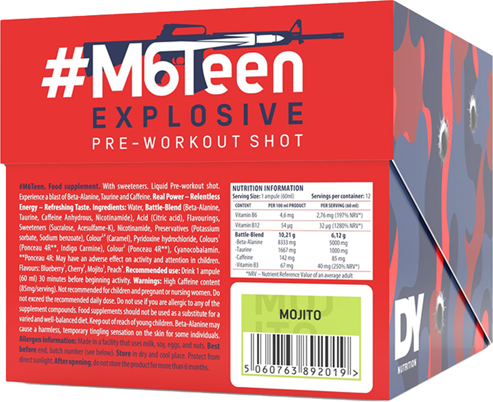 DY Nutrition M6Teen Pre-workout Shots - 12 x 60 ml