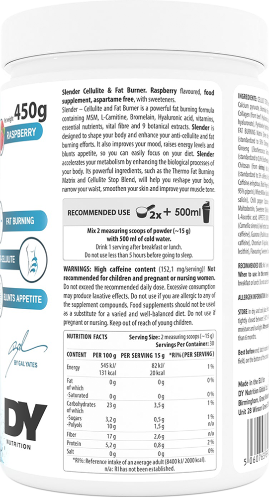 DY Nutrition Slender Cellulite & Fatburner - 250 g