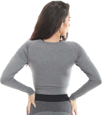 Golds Gym Ladies Cropped Sweater - Grey Marl