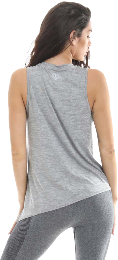 Golds Gym Ladies Angled Vest Top - Grey Marl
