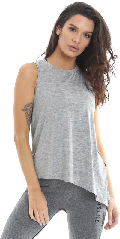 Golds Gym Ladies Angled Vest Top - Grey Marl