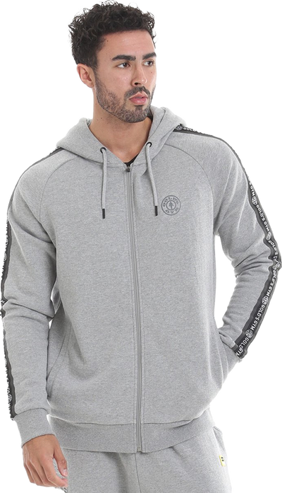 Golds Gym Zipper Hoodie Branded Tape - Grey - S