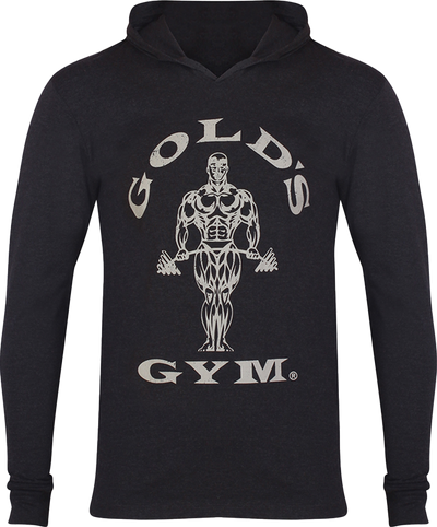 Golds Gym Long Sleeve Hood T-Shirt - S - Black