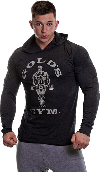 Golds Gym Long Sleeve Hood T-Shirt - S - Black