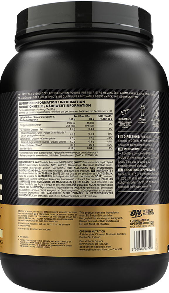Optimum Nutrition Gold Standard 100% Isolate - 930 g