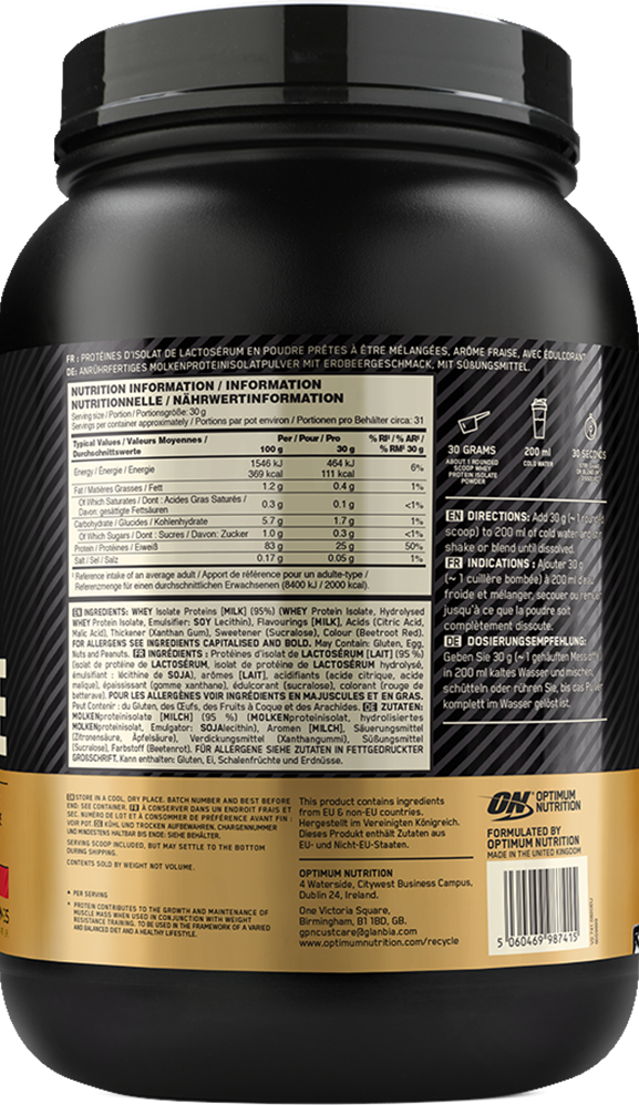 Optimum Nutrition Gold Standard 100% Isolate - 930 g