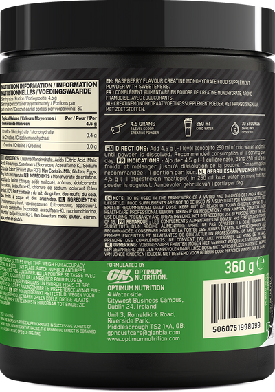 Optimum Nutrition Flavoured Micronised Creatine Powder - 360 g - Blue Raspberry