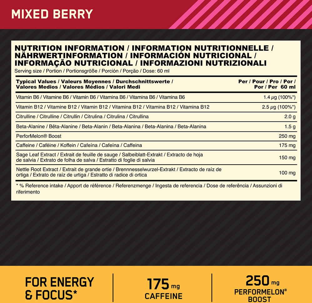 Optimum Nutrition Gold Standard Pre-workout Shot - 12 x 60 ml