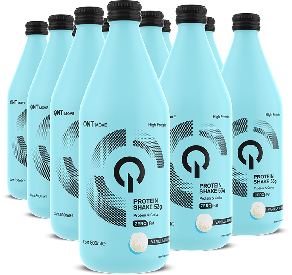 QNT Protein Shake Glass Bottle - 12 x 500 ml