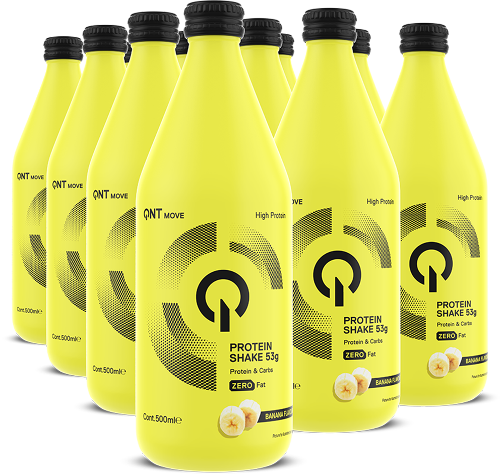QNT Protein Shake Glass Bottle - 12 x 500 ml