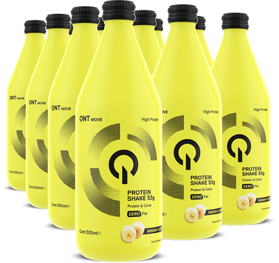 QNT Protein Shake Glass Bottle - 12 x 500 ml