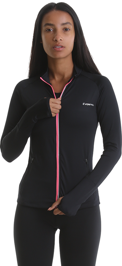 RIPT RCLTOP721 Ladies Zip Thru Top - Black