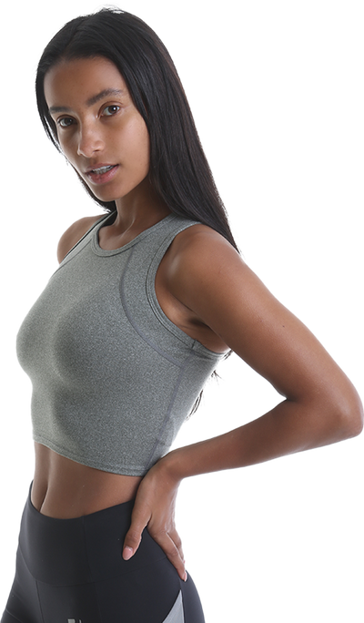 RIPT RCLTOP732 Ladies Crop Top - Grey Marl