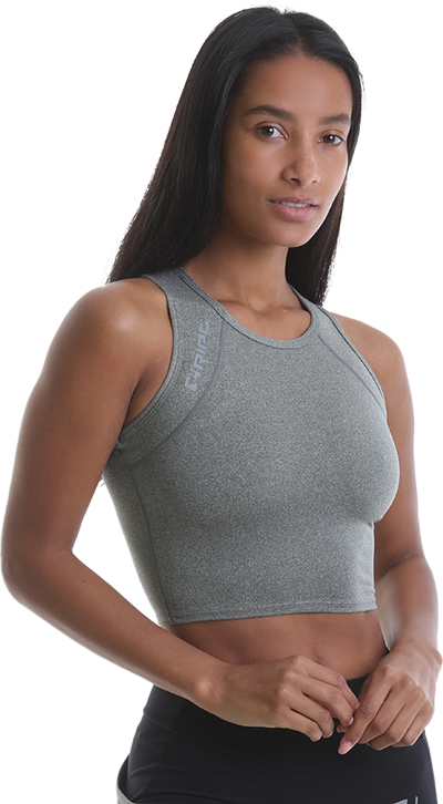 RIPT RCLTOP732 Ladies Crop Top - Grey Marl