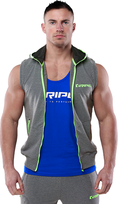 RIPT RCSWT704 Mens SL Tech Line Sleeve Hoodie - Grey Marl