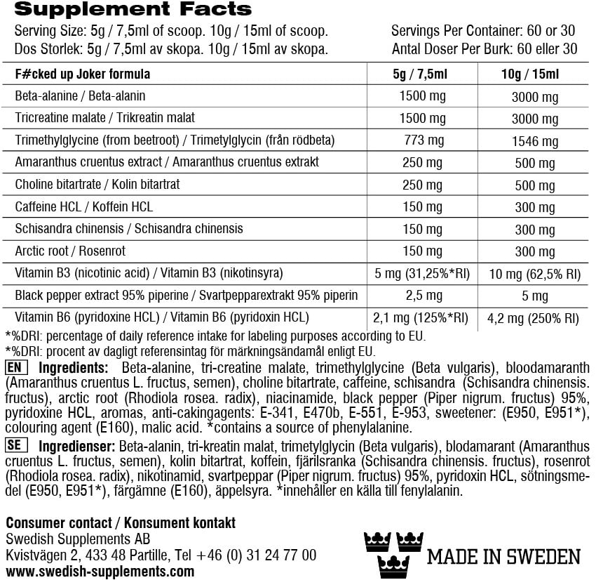 Swedish Supplements Fucked Up Joker - 300 g