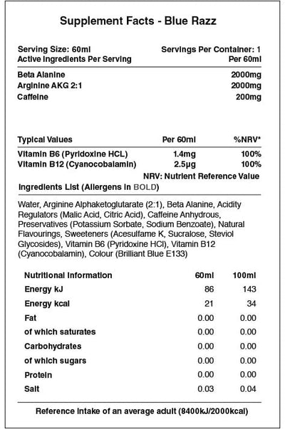 Warrior Rage Energy Shots - 12 x 60 ml